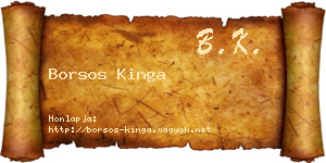 Borsos Kinga névjegykártya